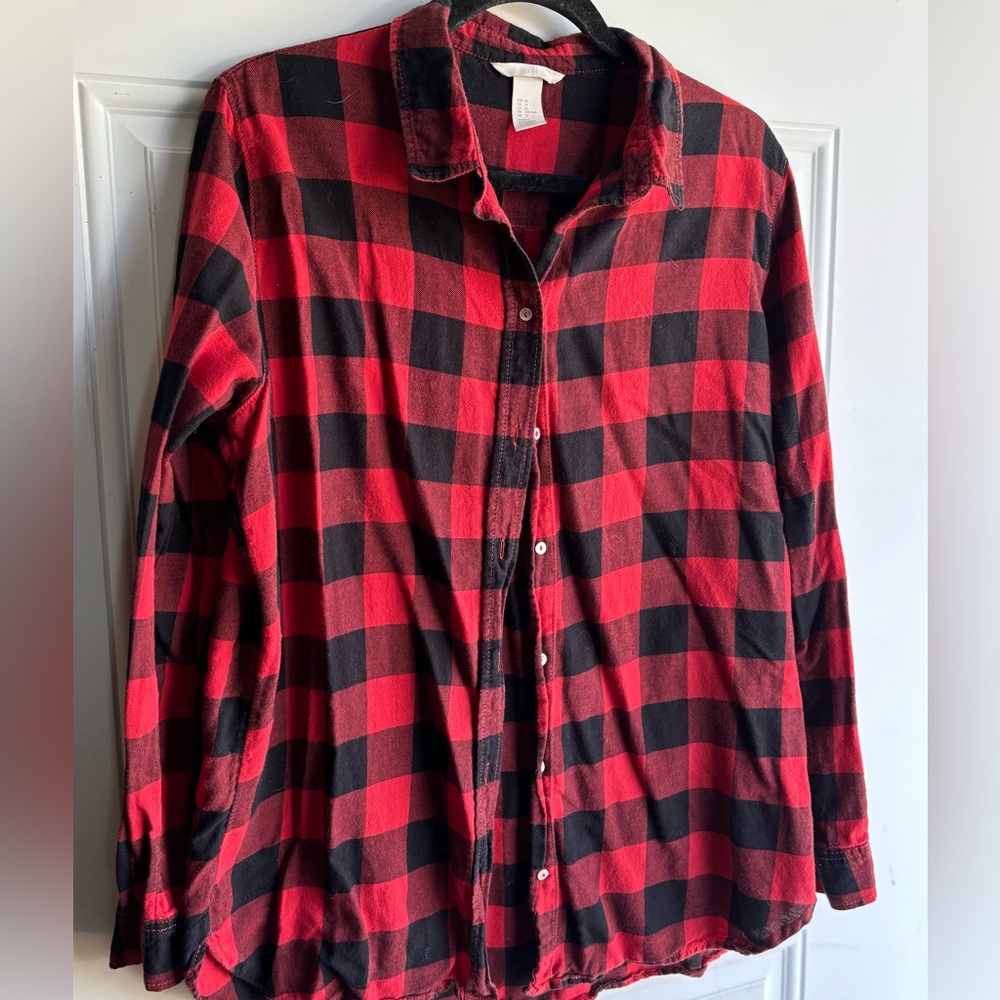 H&M Red and Black Checkered Shirt